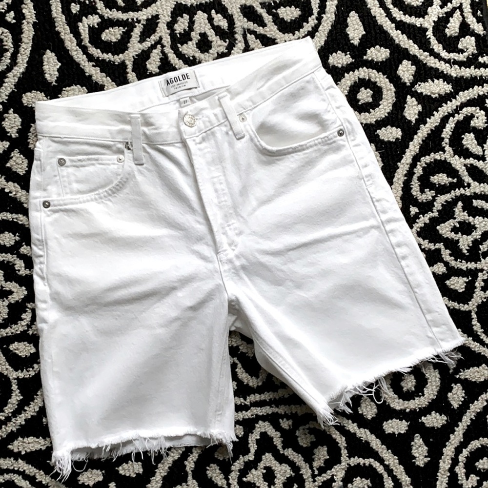 Agolde white high rise denim shorts size 27